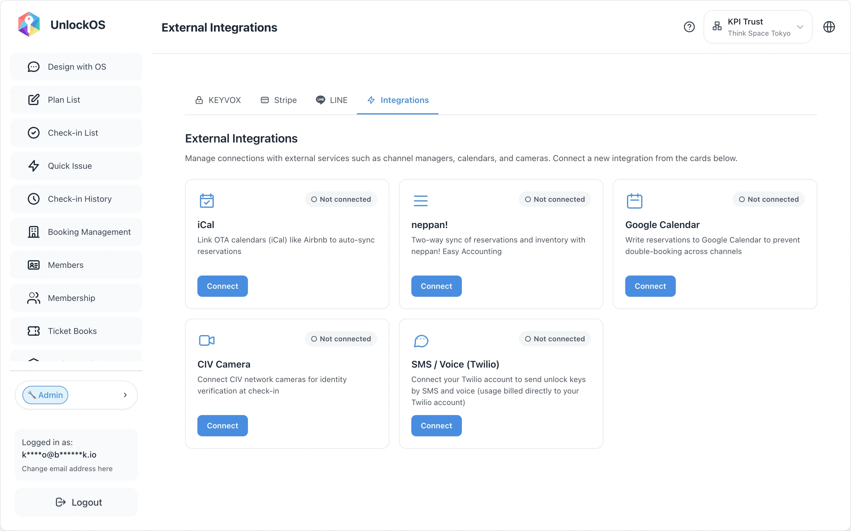 App Integrations > External tab